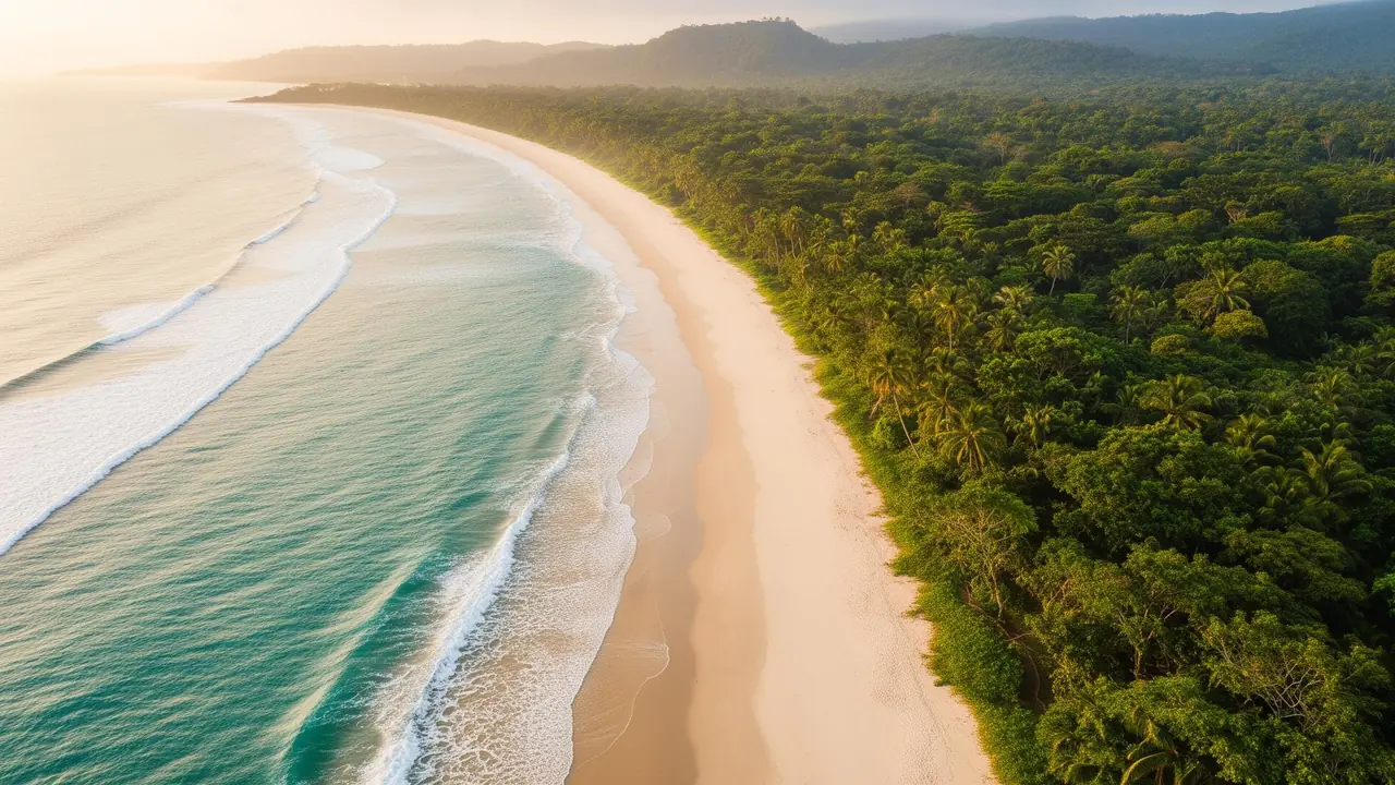 Aerial view of the Nosara coastline near Playa Guiones