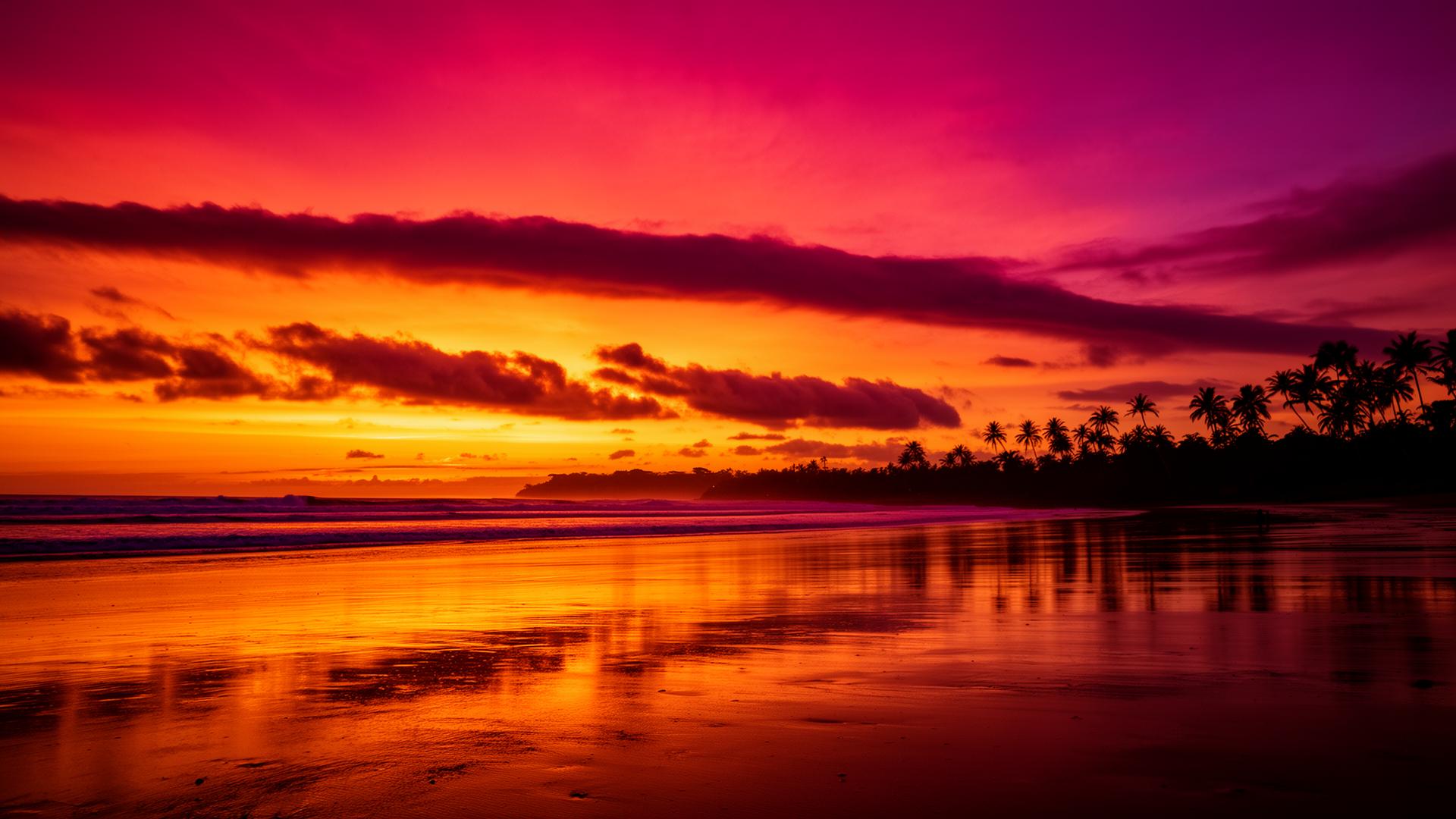 Dramatic Pacific sunset over Nosara, Costa Rica